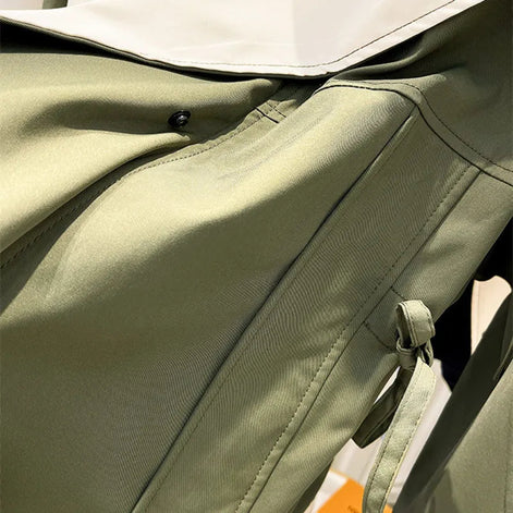 Calviro Trenchcoat mit Kapuze und Knopfverschluss in langer Passform für Alltag und Freizeit