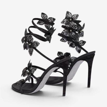 Florencia Damen Sandalen mit Knöchelriemen und floralem Detail