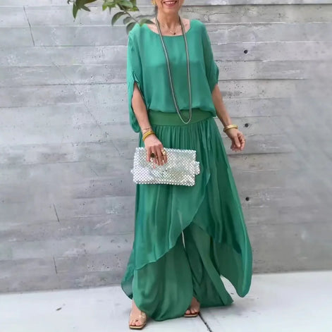 Elarisse Chiffon Zweiteiler mit weitem Bein