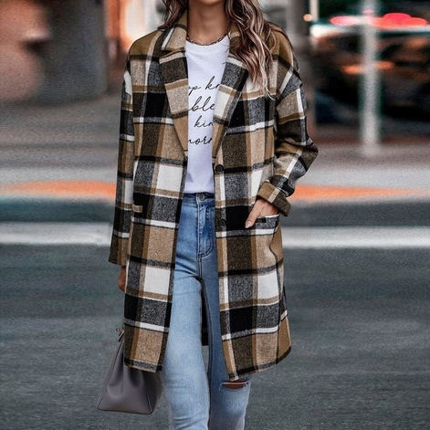 Damen Jacke mit Umlegekragen und Knopfleiste – Veloura