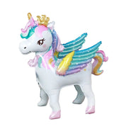 Einhorn Folienballon mit bunten Flügeln, stehende Partydekoration 62 × 29 × 64 cm – Unavella