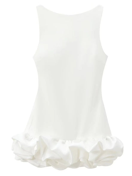 Serelia Damen Minikleid mit Volants und Offenem Rücken