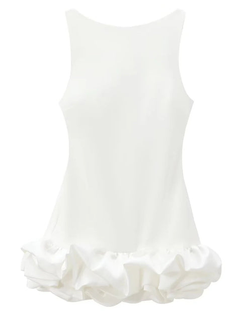 Serelia Damen Minikleid mit Volants und Offenem Rücken