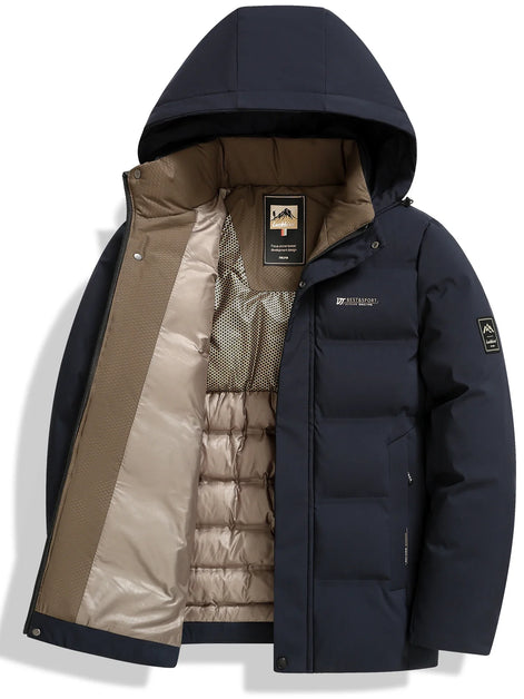 Herren Winterjacke mit abnehmbarer Kapuze und Reißverschluss Norvellan