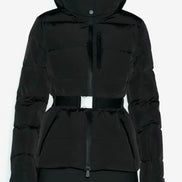 Damen Winterjacke mit Kapuze, Gürtel und wattierter Füllung – Cirella