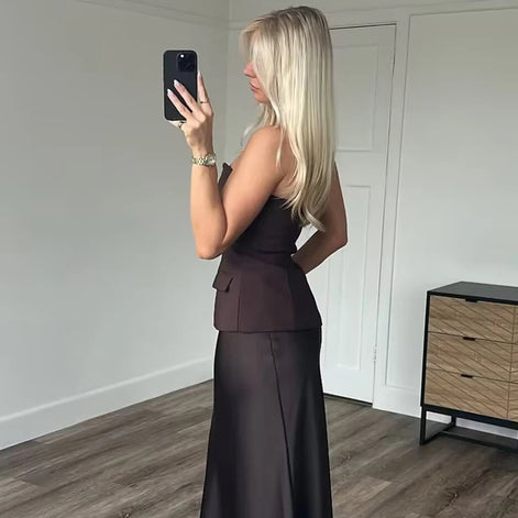 Damen Schulterfreies Crop Top mit Rückenfreiem Design – Soléa