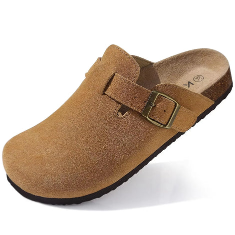 Marivelle Unisex Clogs aus Veloursleder mit Korkfußbett