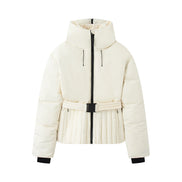 Damen Winterjacke mit Kapuze, Gürtel und wattierter Füllung – Virelta