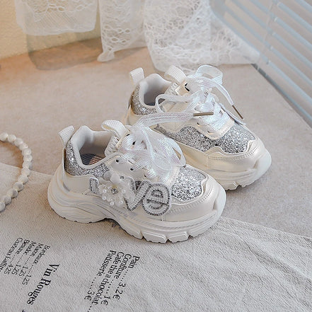 Butterina Mädchen Sneakers mit Schnürverschluss und Pailletten