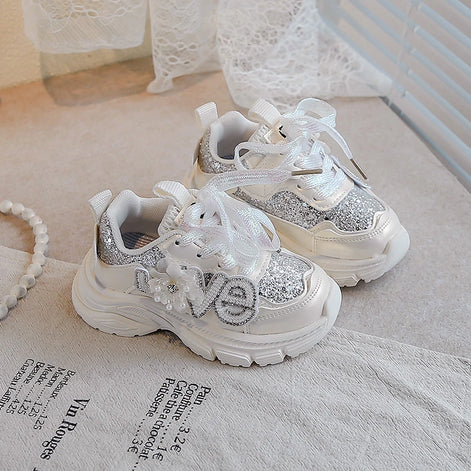 Butterina Mädchen Sneakers mit Schnürverschluss und Pailletten