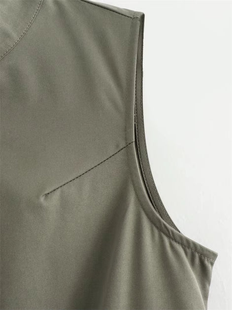 Damen Ärmelloses Midikleid mit Plisseefalten und Reißverschluss – Elanora