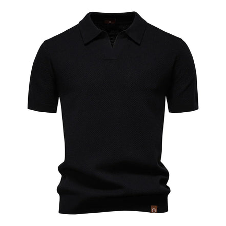 Calviro Polo Herren kurzarm Polyester Viskose Kragen mit Knopfleiste einfarbig