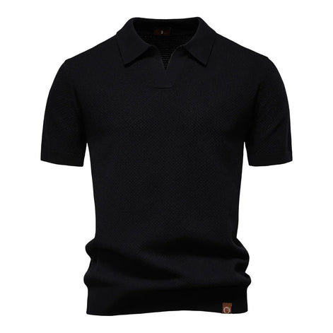 Calviro Polo Herren kurzarm Polyester Viskose Kragen mit Knopfleiste einfarbig