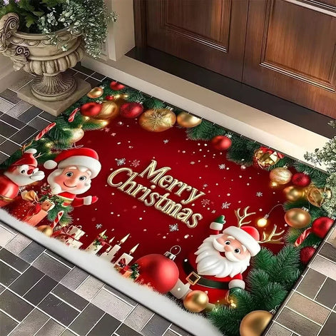 FestivaDoor Weihnachts-Fußmatte – Rutschfeste Polyester-Matte mit saisonalem Motiv