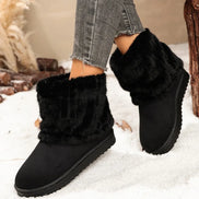 Damen Winterstiefeletten aus Wildleder mit Plüschfutter und Rippbund – Suvelina