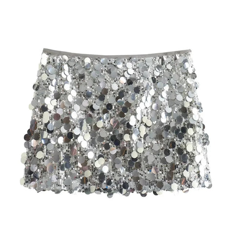 Pailletten Minirock mit hoher Taille für Damen – Luméa