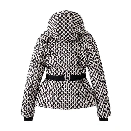 Damen Winterjacke mit Kapuze, Gürtel und wattierter Füllung – Cirella