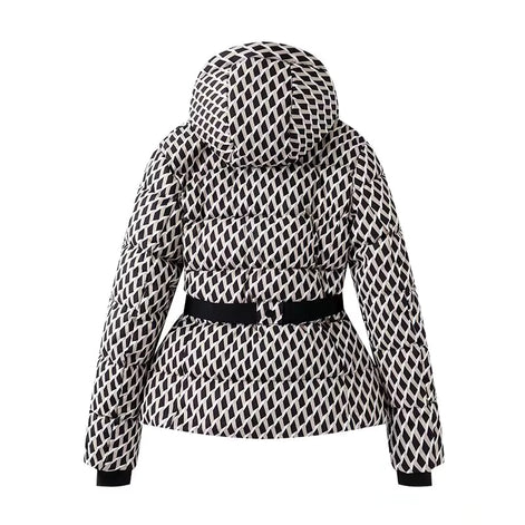 Damen Winterjacke mit Kapuze, Gürtel und wattierter Füllung – Cirella