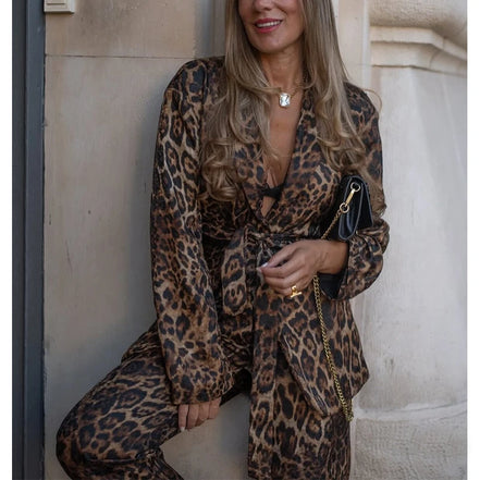 Damen Hosenanzug mit Leopardenmuster und Blazer Savélia