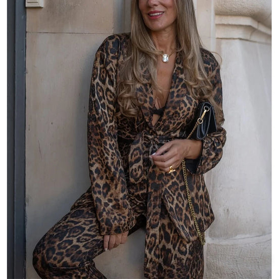 Damen Hosenanzug mit Leopardenmuster und Blazer Savélia