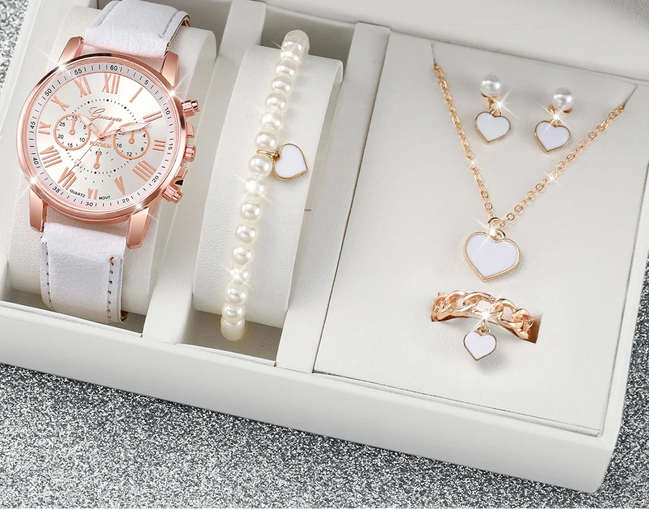 Varela Schmuckset – Set mit analoger Quarzuhr und variierendem Zubehör