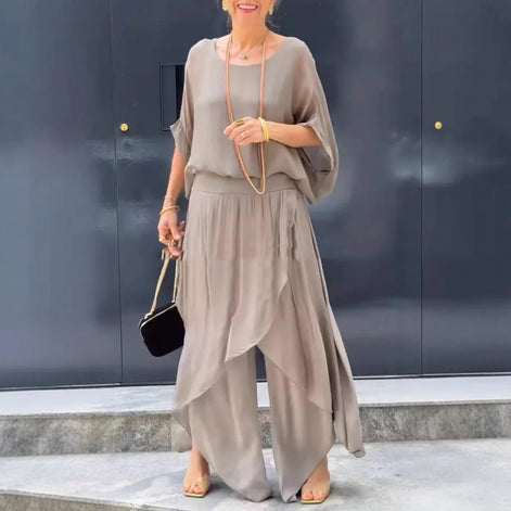 Elarisse Chiffon Zweiteiler mit weitem Bein