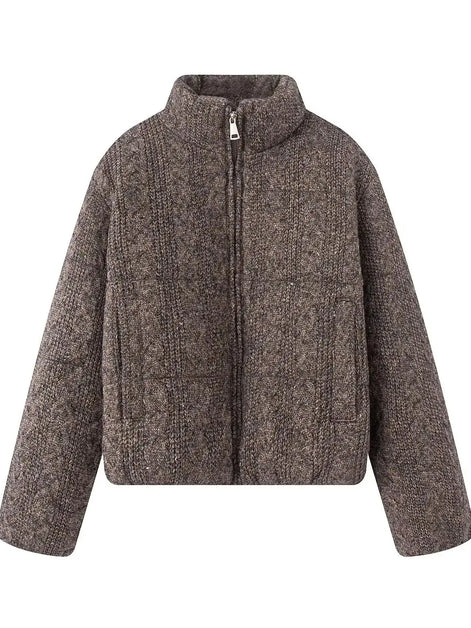 Damen Winterjacke mit Strickkragen und wattierter Füllung – Alvessa