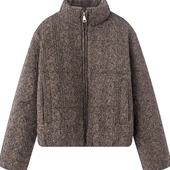Damen Winterjacke mit Strickkragen und wattierter Füllung – Alvessa