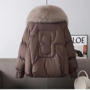 Damen Winterjacke mit Knopfleiste, Stehkragen und lockerer Passform – Elvoria