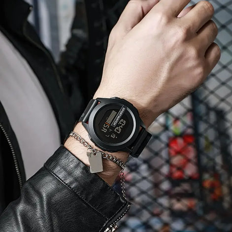 Digitale Armbanduhr mit LED-Display und Silikonarmband