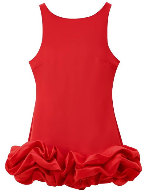 Serelia Damen Minikleid mit Volants und Offenem Rücken