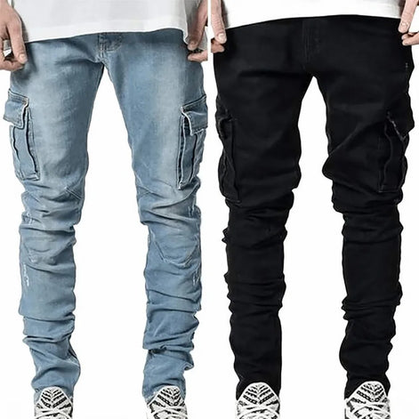 Herren Cargo Jeans mit Seitentaschen und Slim Fit – Denimvaro