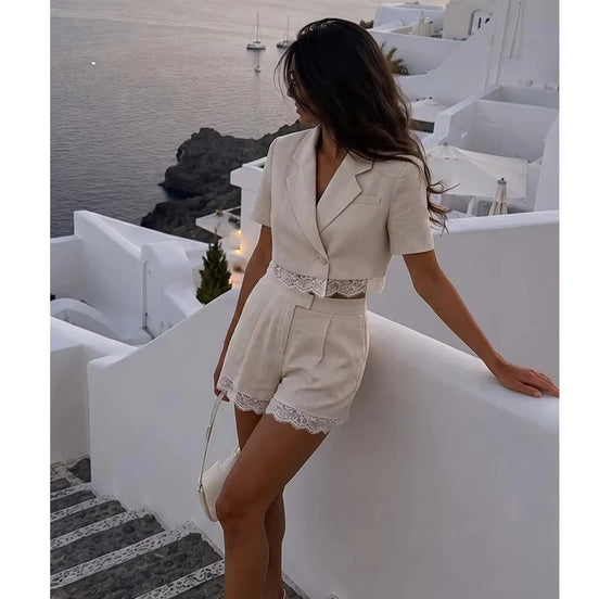 Damen-Zweiteiler mit Blazer und Shorts – Bellavique
