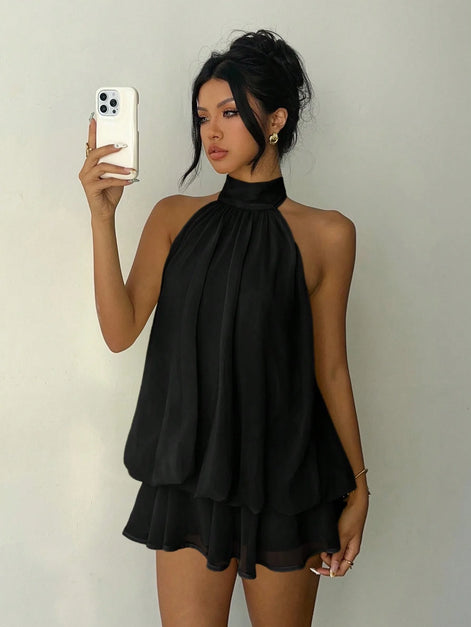 Elanora Damen Chiffonkleid mit Neckholder und Offenem Rücken