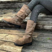 Damen Winterstiefel mit Schnallen und Strickbund – Velmoria