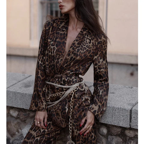 Damen Hosenanzug mit Leopardenmuster und Blazer Savélia