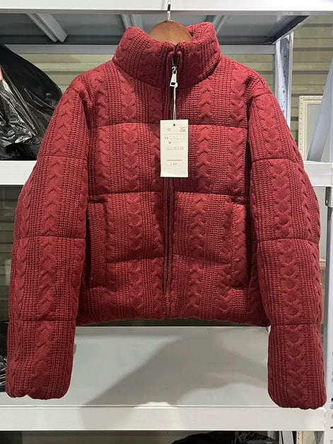 Damen Winterjacke mit Strickkragen und wattierter Füllung – Alvessa