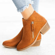 Zorella Damen Ankle Boots mit Reißverschluss und Blockabsatz