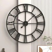 Rundaro Metall-Wanduhr – Runde Quarzuhr mit römischen Ziffern (40 cm)