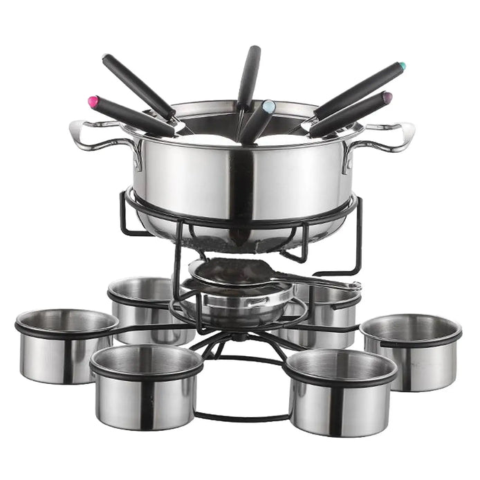 Culvion Fondue-Set – Edelstahl-Schmelztopf mit Teelichtbetrieb