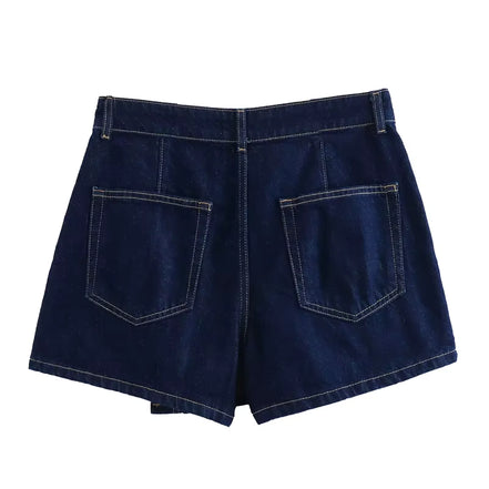 Lunessa Damen Cropped Jeansbluse mit Kurzarm