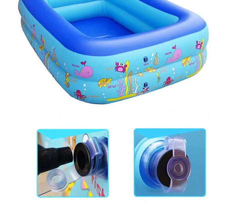 AquaMira Aufblasbarer Familienpool aus PVC mit Rechteckigem Design