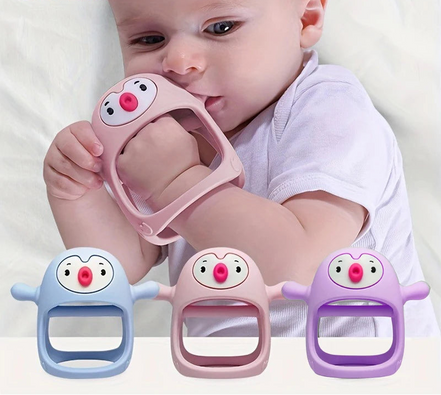 Silikon-Beißring & Schnuller für Babys – Tierförmiger Hand-Beißring