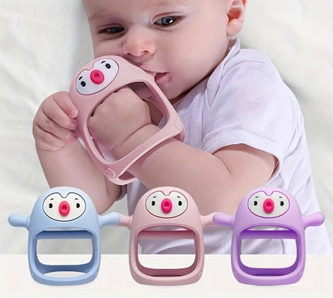 Silikon-Beißring & Schnuller für Babys – Tierförmiger Hand-Beißring