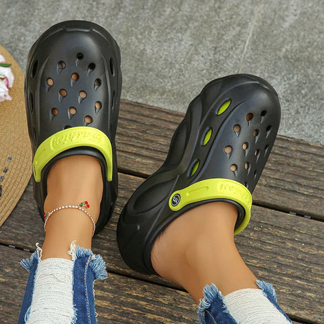 Veloria Damen Plateau Clogs mit Keilsohle aus EVA