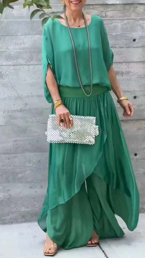 Elarisse Chiffon Zweiteiler mit weitem Bein