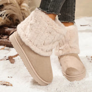 Damen Winterstiefeletten aus Wildleder mit Plüschfutter und Rippbund – Suvelina