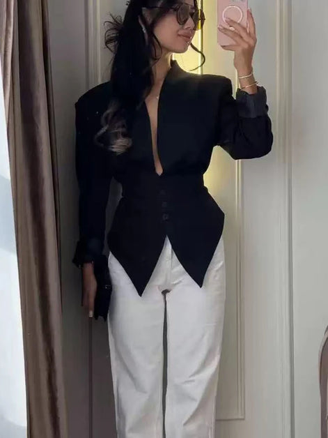 Élise Damen Blazer mit Schleifendetail und Einreihigem Verschluss