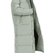Lange Damen Steppjacke mit Kapuze und Reißverschluss – Velmira