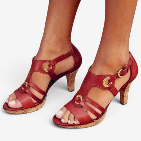 Elviera Damen Sandalen mit Absatz und Schnallenriemen
